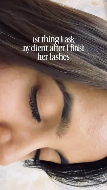 Close-up of fresh lash extensions